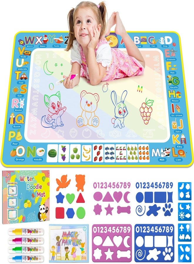 BlissfulBlend Water Doodle Mat Kids Mess Free Coloring Doodle Mat Educational Toys for 3 4 5 6 7 8 Years Old with Magic Pens Educational Toys Toddler Boys Girls Christmas Birthday Holiday Present - Image 1
